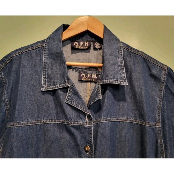 Vtg Deadstock Denim Safari Animal Embroidered Modest 2pc Maxi Dress & Jacket XL - Picture 4 of 14